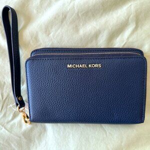 Michael Kors Navy Leather Wristlet Wallet